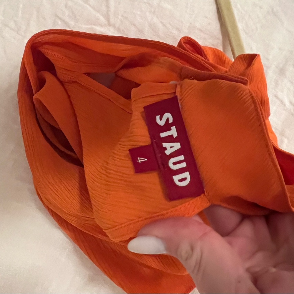 STAUD Orange Ruched Crop Top - Picture 2 of 3